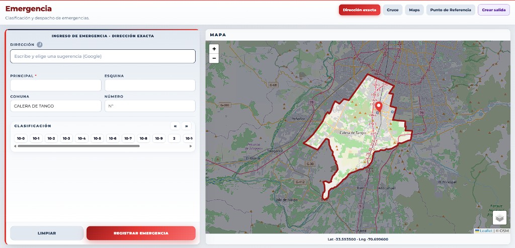 Formulario de emergencia con georreferencia
